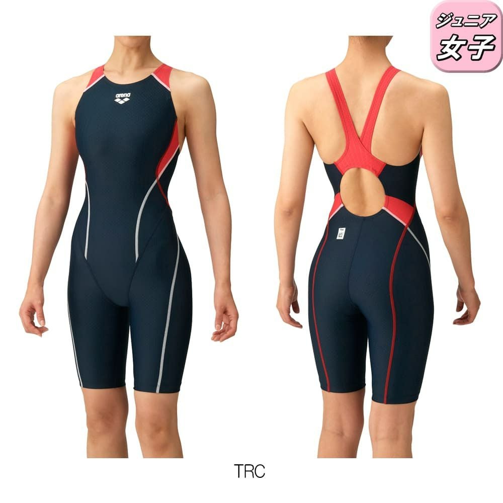 アリーナARENA競泳水着ジュニア女子fina承認ハーフスパッツオールインワン着やストラップオールインワンAQUARACINGAQUASTRIPE-DARN-2050WJfinaマークあり