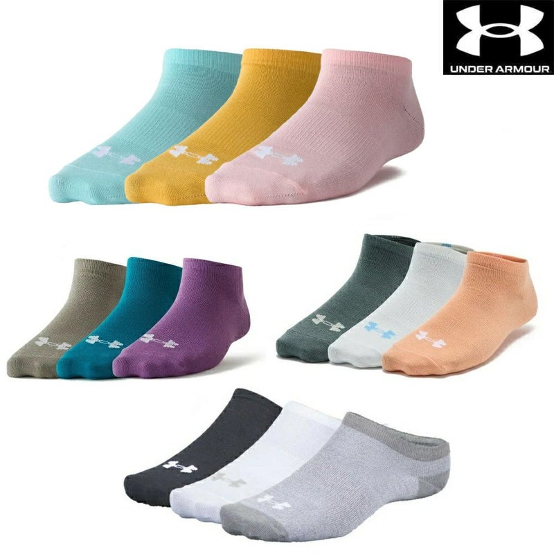 アンダーアーマーUNDERARMOURUAノーショーソックスレディース3足セット靴下女性U1359233