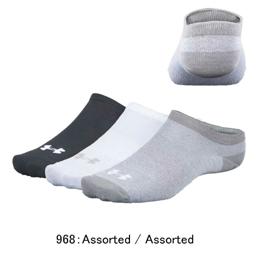 アンダーアーマーUNDERARMOURUAノーショーソックスレディース3足セット靴下女性U1359233