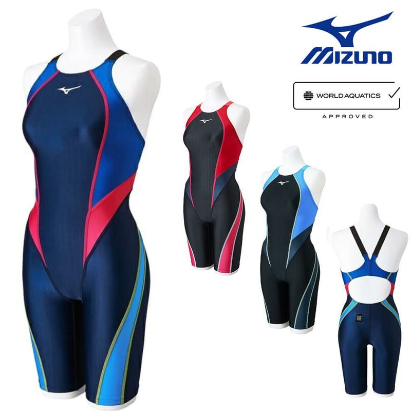 ミズノMIZUNO競泳水着レディースWA承認モデルSTREAMACEハーフスーツレースオープンバックストリームフィットA2024年春夏モデルN2MGB220finaマークあり