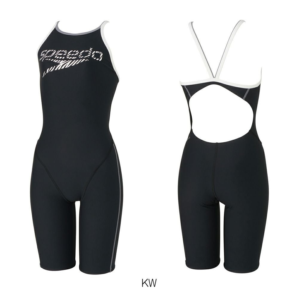 スピードSPEEDO競泳水着練習用水着レディースゼブラスタックターンズニースキンENDURANCEECO競泳練習水着オールインワン2024年秋冬モデルSTW12450