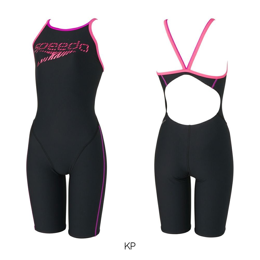 スピードSPEEDO競泳水着練習用水着レディースゼブラスタックターンズニースキンENDURANCEECO競泳練習水着オールインワン2024年秋冬モデルSTW12450