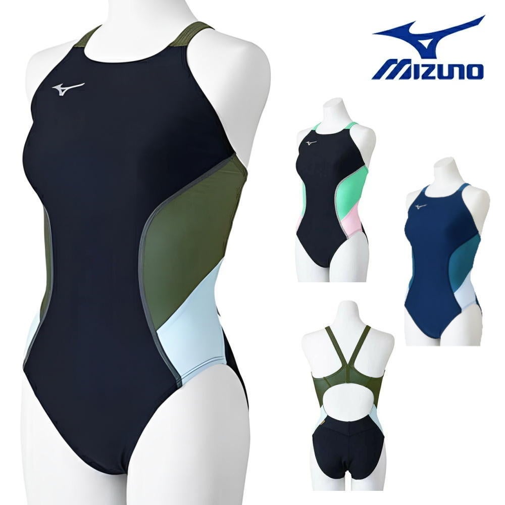 Mizuno 競泳水着 グリーン/ホワイト ミズノ MIZUNO 競泳水着 練習用水着 レディース エクサースーツ