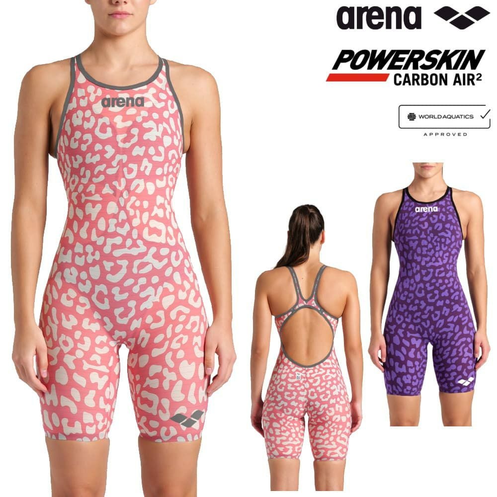 アリーナ競泳水着レディースARENAPOWERSKINCARBONAIR2パワースキンカーボンエアスクエアレーシングワンピーススパッツオープンバックハーフレッグWA承認高速水着【Air2・スクエア】2024年秋冬限定レオパードスキンコレクションAS4FRCL1Lfinaマークあり