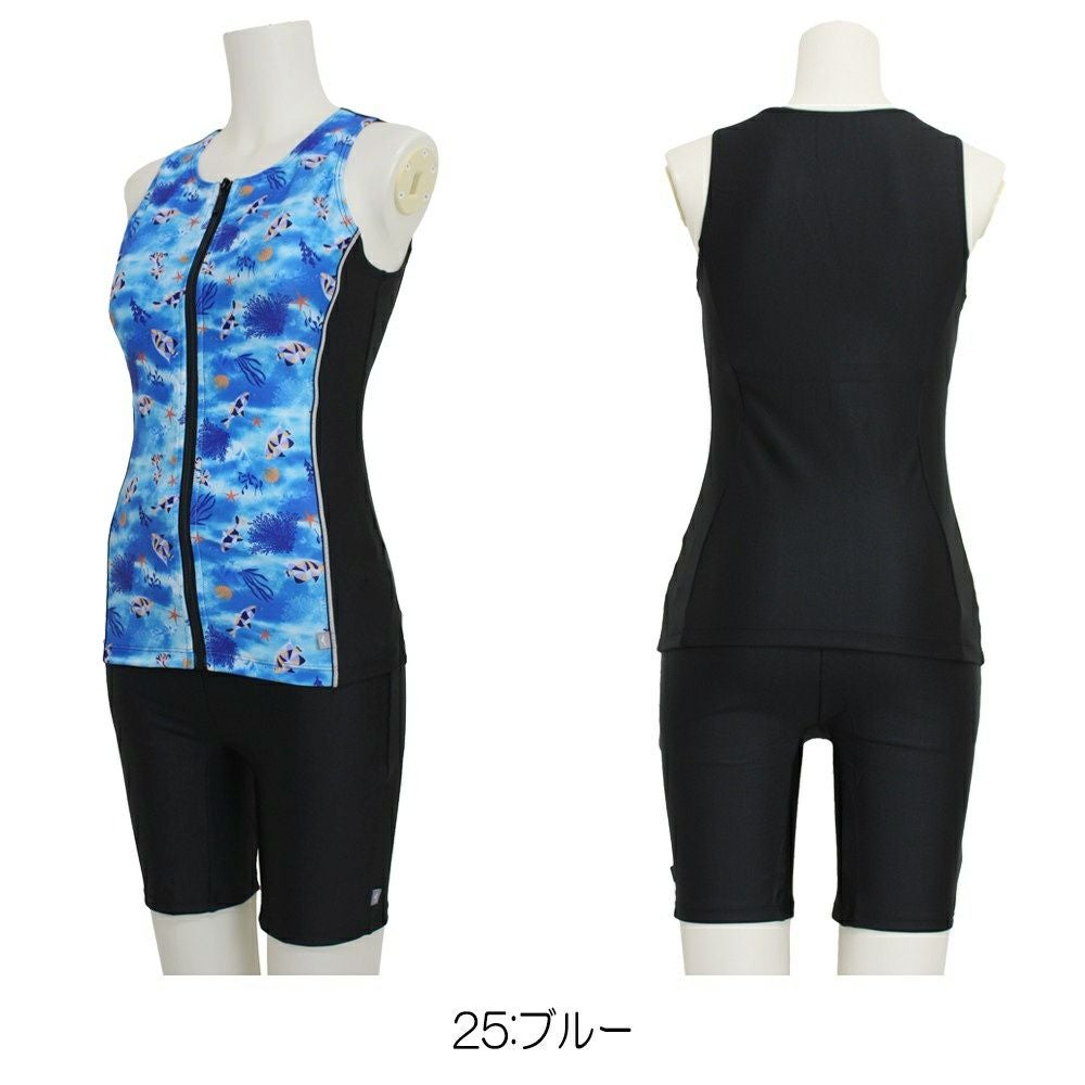 ミズノMIZUNOフィットネス水着レディースセパレーツセパレートファスナー付き袖なしパッド付きN2JGB837