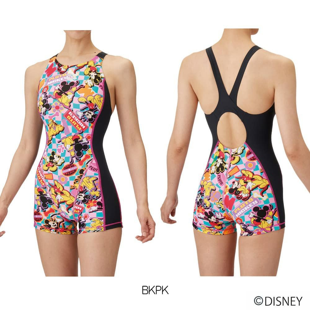 アリーナARENA競泳水着練習用水着レディーストレーニングワンピーススパッツオープンバックミドルレッグオールインワンディズニー“ミッキー”“プルート”タフスーツタフスキンEP競泳練習水着2025年春夏モデルAS5SWM53L