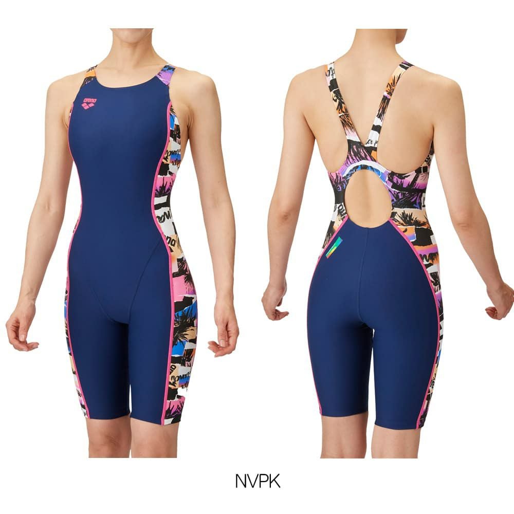 アリーナARENA競泳水着練習用水着レディーストレーニングワンピーススパッツオープンバックハーフレッグオールインワンタフスーツタフスキンE競泳練習水着2025年春夏モデルAS5SWM28L