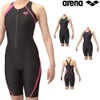 アリーナARENAフィットネス水着レディースフィットネスワンピーススパッツYバックハーフレッグ差し込みパッドオールインワンパッド付きAQUAEXAダブルエステルWR2025年春夏モデルAS5SWF04L