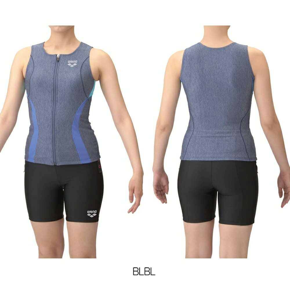 アリーナARENAフィットネス水着レディースフィットネスセパレーツカバーバックミドルレッグ差し込みパッドパッド付きAS5SWF42L