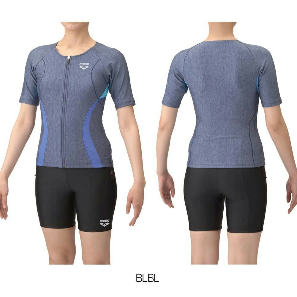 アリーナARENAフィットネス水着レディースフィットネスセパレーツカバーバックミドルレッグ差し込みパッドパッド付きAS5SWF43L