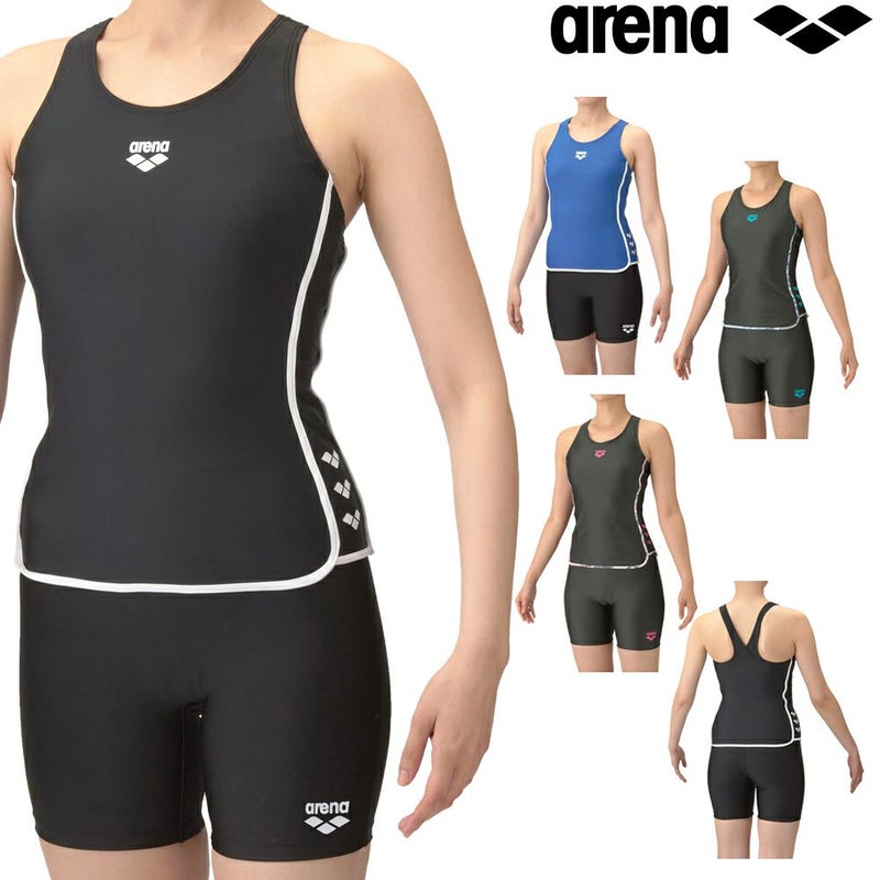 アリーナARENAフィットネス水着レディースフィットネスセパレーツYバックミドルレッグ差し込みパッドパッド付きフルダルUV2025年春夏モデルAS5SWF47L