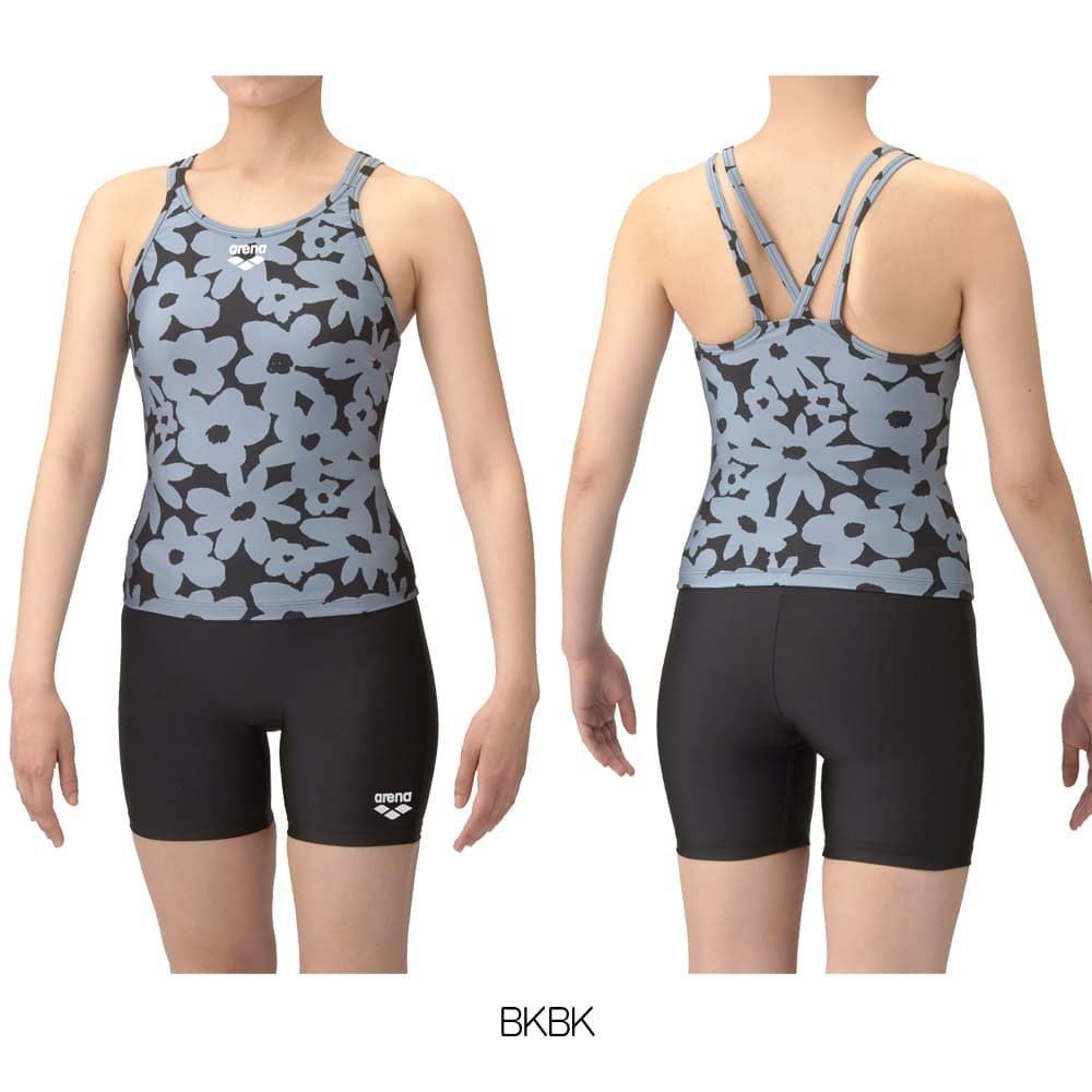 アリーナARENAフィットネス水着レディースフィットネスセパレーツミドルレッグ差し込みパッドパッド付きダブルエステル2025年春夏モデルAS5SWF49L