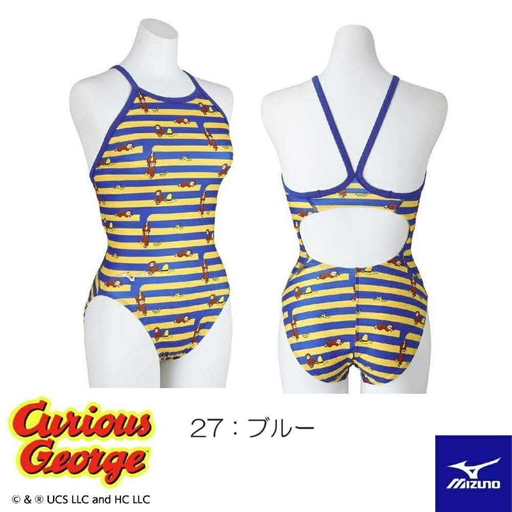 ミズノMIZUNO競泳水着練習用水着レディースエクサースーツミディアムカットEXERSUITSU-Fitおさるのジョージ競泳練習水着2024年秋冬追加企画モデルN2MAB799