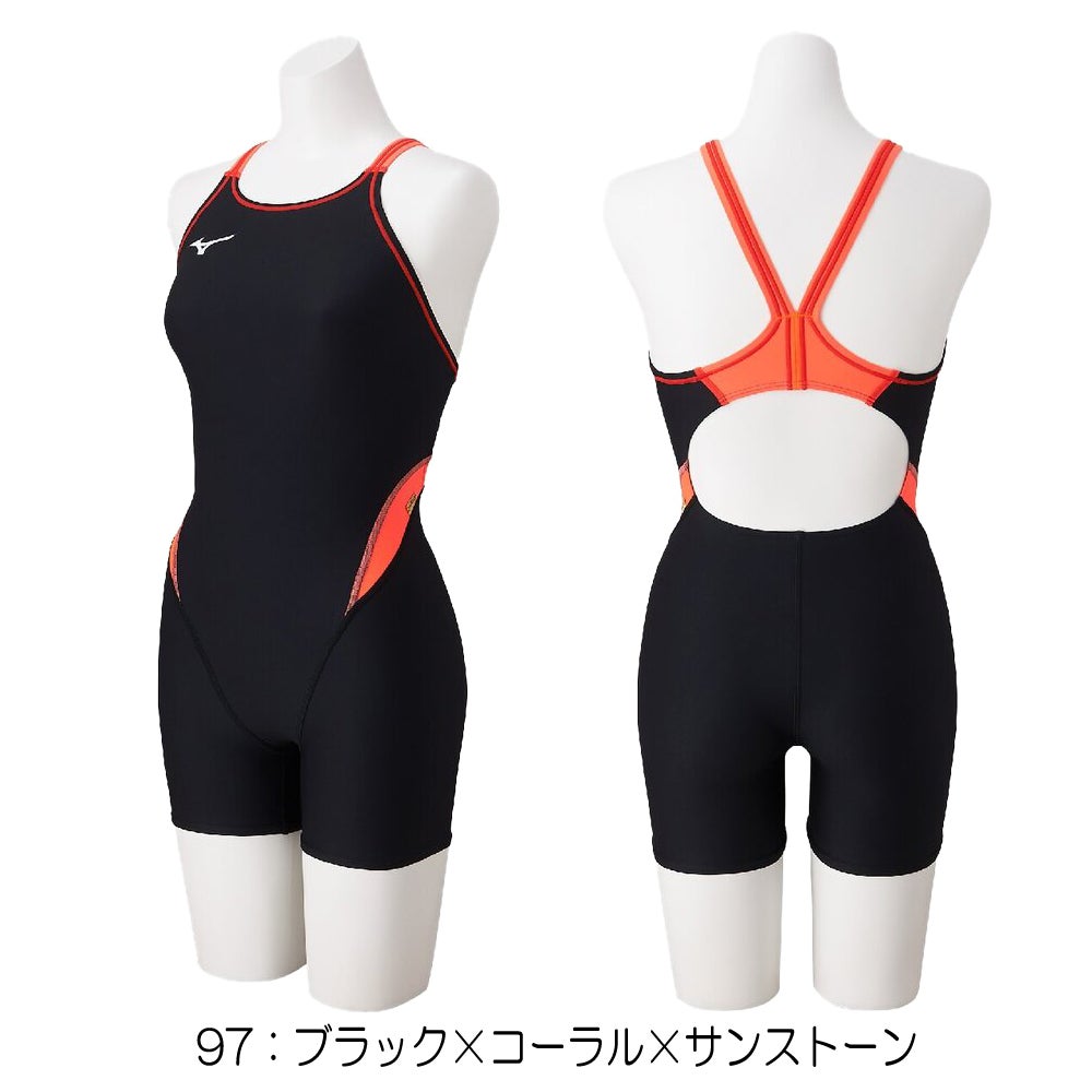 ミズノMIZUNO競泳水着練習用水着レディースエクサースーツミディアムハーフスーツEXERSUITSU-Fit競泳練習水着2025年春夏モデルN2MGC264