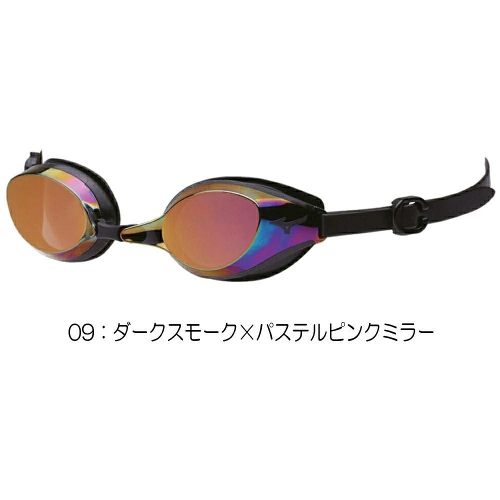 ミズノMIZUNO水泳フィットネスゴーグルゴーグルミラーレンズクッション一体成型WA承認モデルくもり止め競泳2025年春夏モデルN3JEC801FINA承認