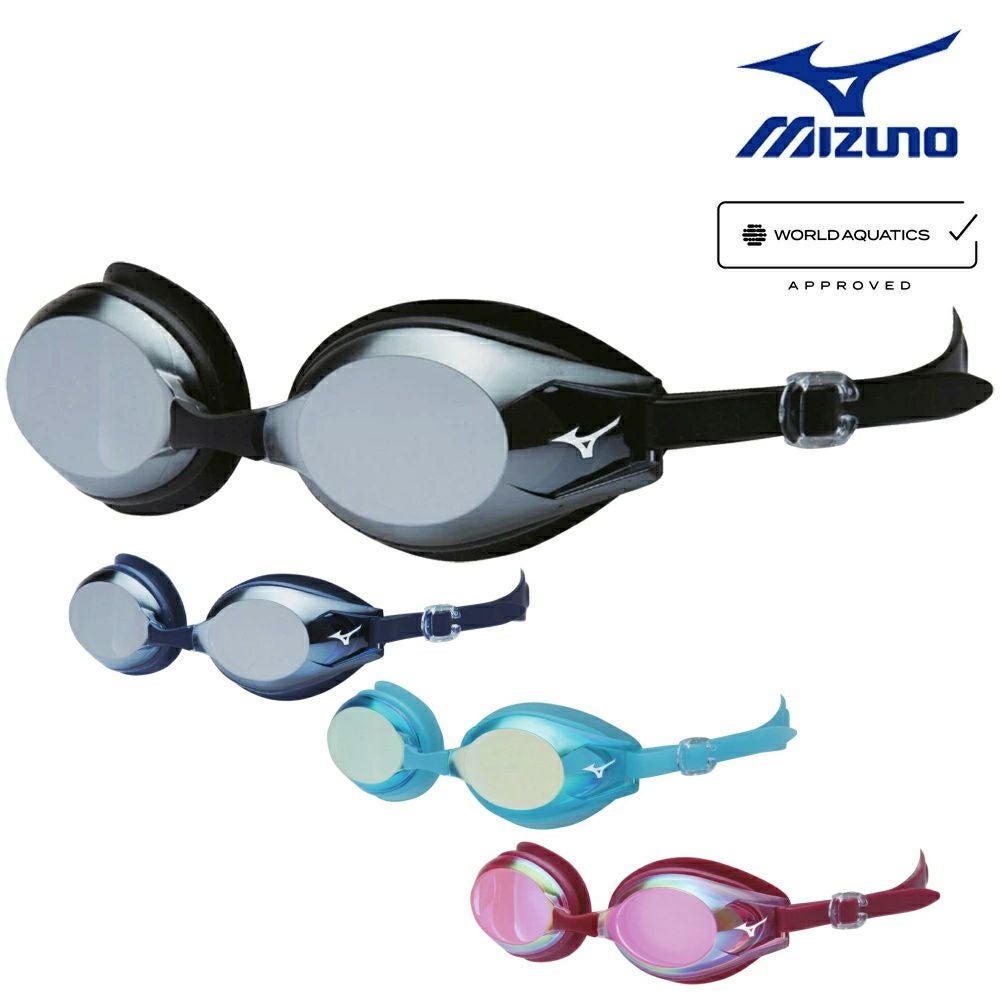ミズノMIZUNO水泳フィットネスゴーグルゴーグルミラーレンズクッション付きWA承認モデルくもり止め競泳2025年春夏モデルN3JEC611FINA承認