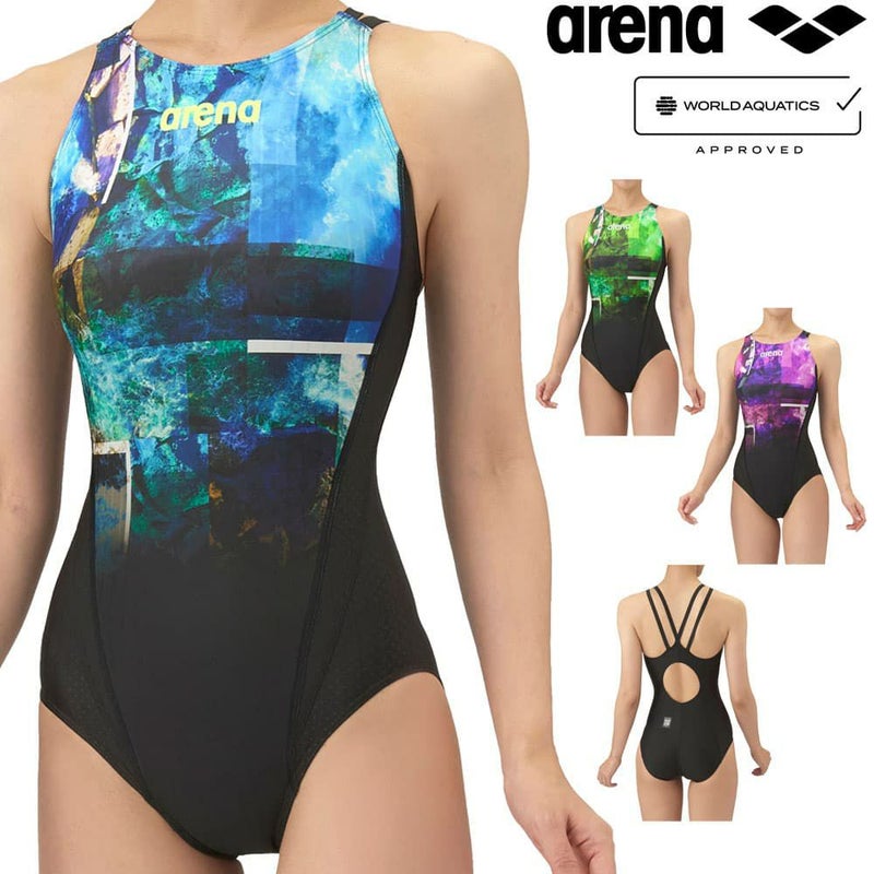 アリーナARENA競泳水着レディースWA承認モデルレーシングワンピースオープンバックAQUARACINGECOAQUASTRIPE-D2025年秋冬モデルAS5FRC56Lfinaマークあり