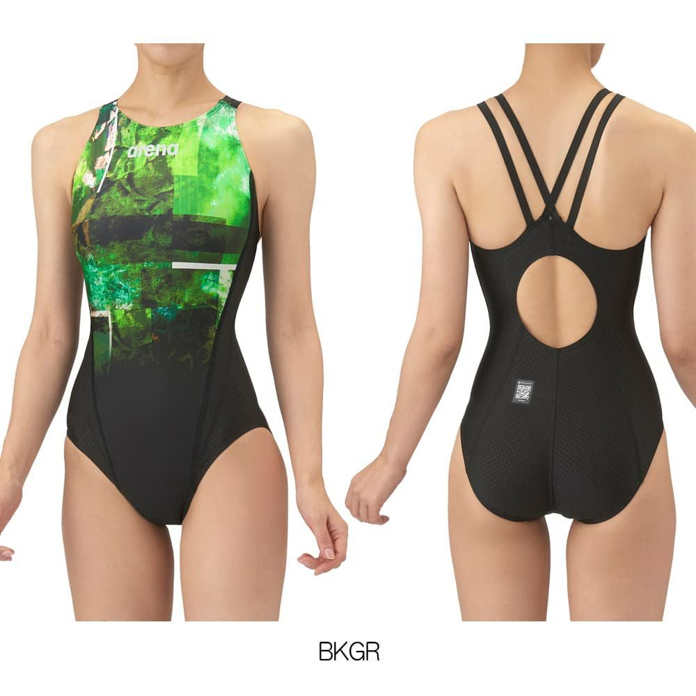 アリーナARENA競泳水着レディースWA承認モデルレーシングワンピースオープンバックAQUARACINGECOAQUASTRIPE-D2025年秋冬モデルAS5FRC56Lfinaマークあり