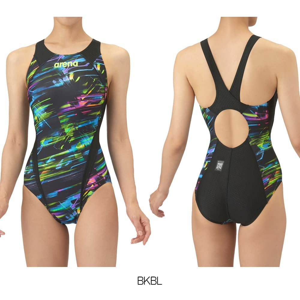 アリーナARENA競泳水着レディースWA承認モデルレーシングワンピースオープンバックAQUARACINGECOAQUASTRIPE-D2025年秋冬モデルAS5FRC64Lfinaマークあり