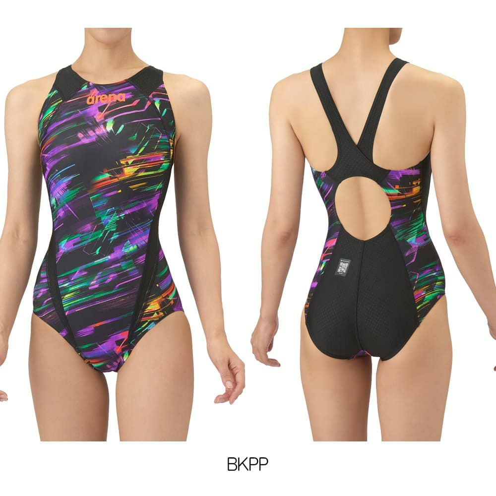 アリーナARENA競泳水着レディースWA承認モデルレーシングワンピースオープンバックAQUARACINGECOAQUASTRIPE-D2025年秋冬モデルAS5FRC64Lfinaマークあり