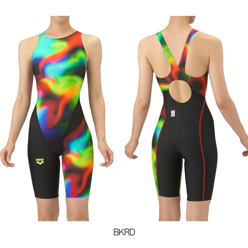 アリーナARENA競泳水着レディースWA承認モデルレーシングワンピーススパッツオープンバックハーフレッグオールインワンAQUARACINGAQUASTRIPE-D2025年秋冬モデルAS5FRC65Lfinaマークあり