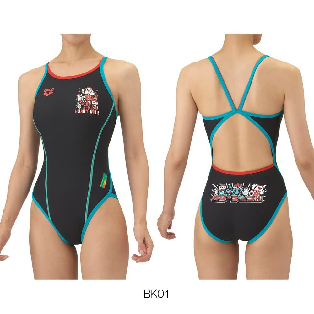 アリーナARENA競泳水着練習用水着レディーストレーニングワンピースオープンバックタフスーツアリーナ君タフスキンE競泳練習水着2025年秋冬モデルAS5FWM00L