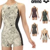 アリーナARENA競泳水着練習用水着レディーストレーニングワンピーススパッツオープンバックミドルレッグオールインワンタフスーツタフスキンE競泳練習水着2025年秋冬モデルAS5FWM10L