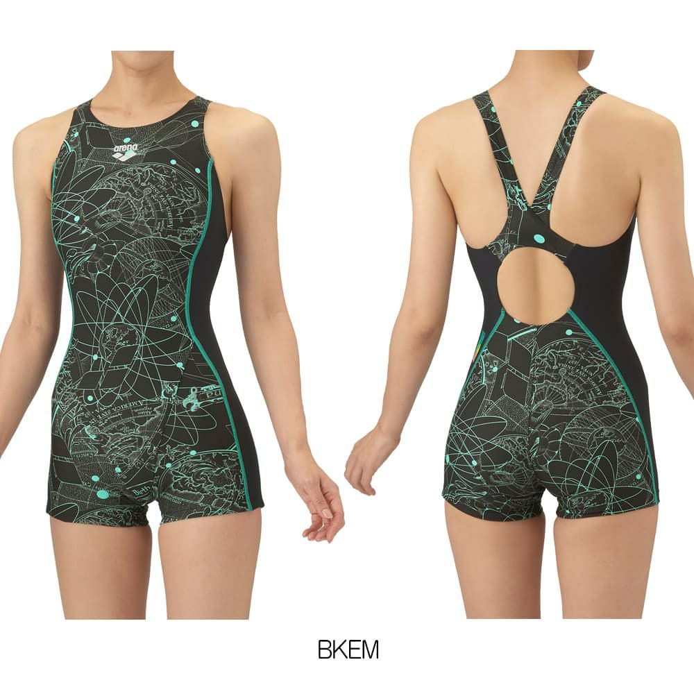 アリーナARENA競泳水着練習用水着レディーストレーニングワンピーススパッツオープンバックミドルレッグオールインワンタフスーツタフスキンE競泳練習水着2025年秋冬モデルAS5FWM10L