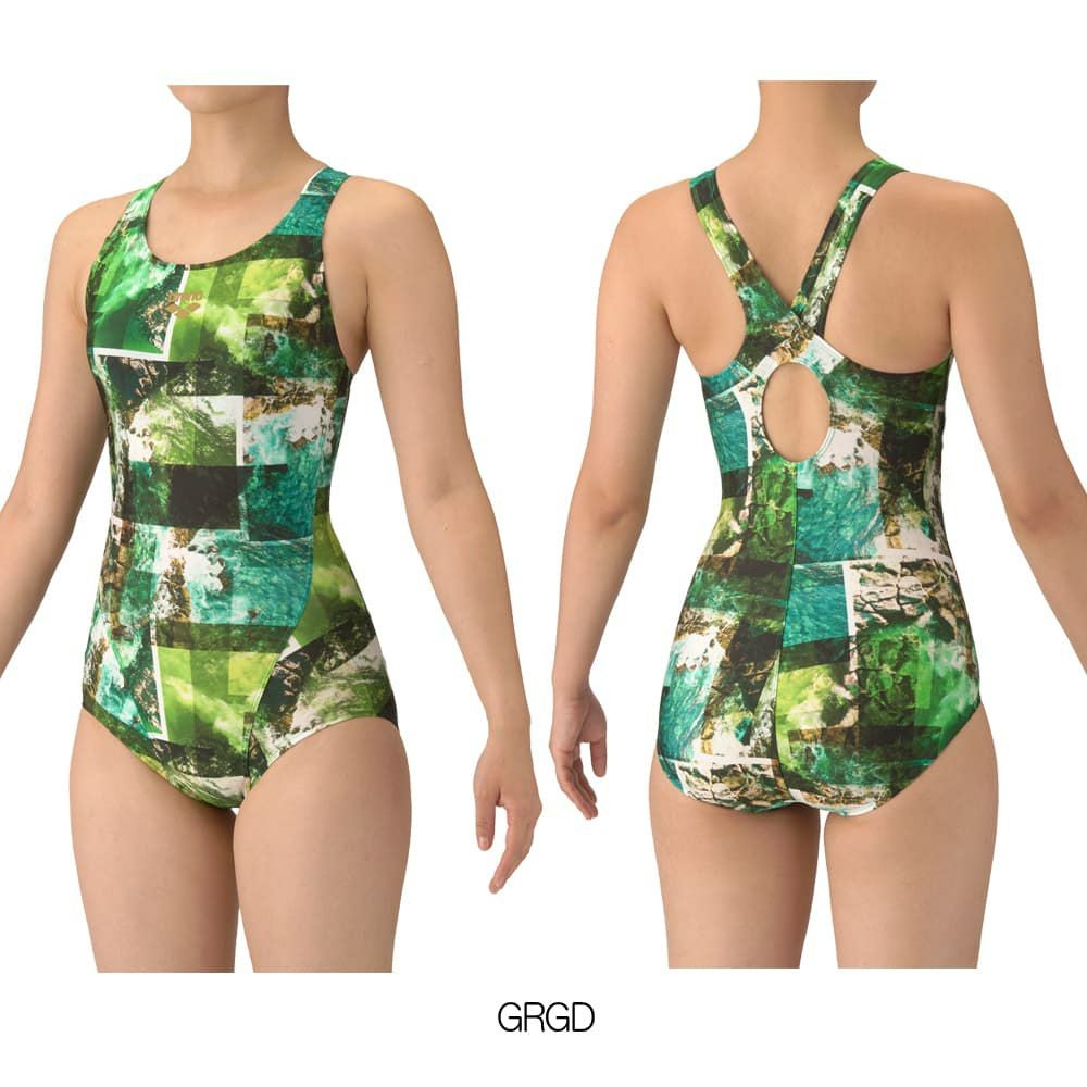 アリーナARENAフィットネス水着レディースフィットネスワンピースオープンバックぴったりパッドAQUAEXAパッド付き2025年秋冬モデルAS5FWF06L