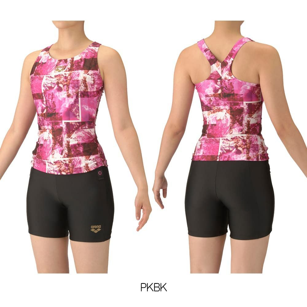 アリーナARENAフィットネス水着レディースフィットネスセパレーツYバックミドルレッグ差し込みパッドパッド付き2025年秋冬モデルAS5FWF51L