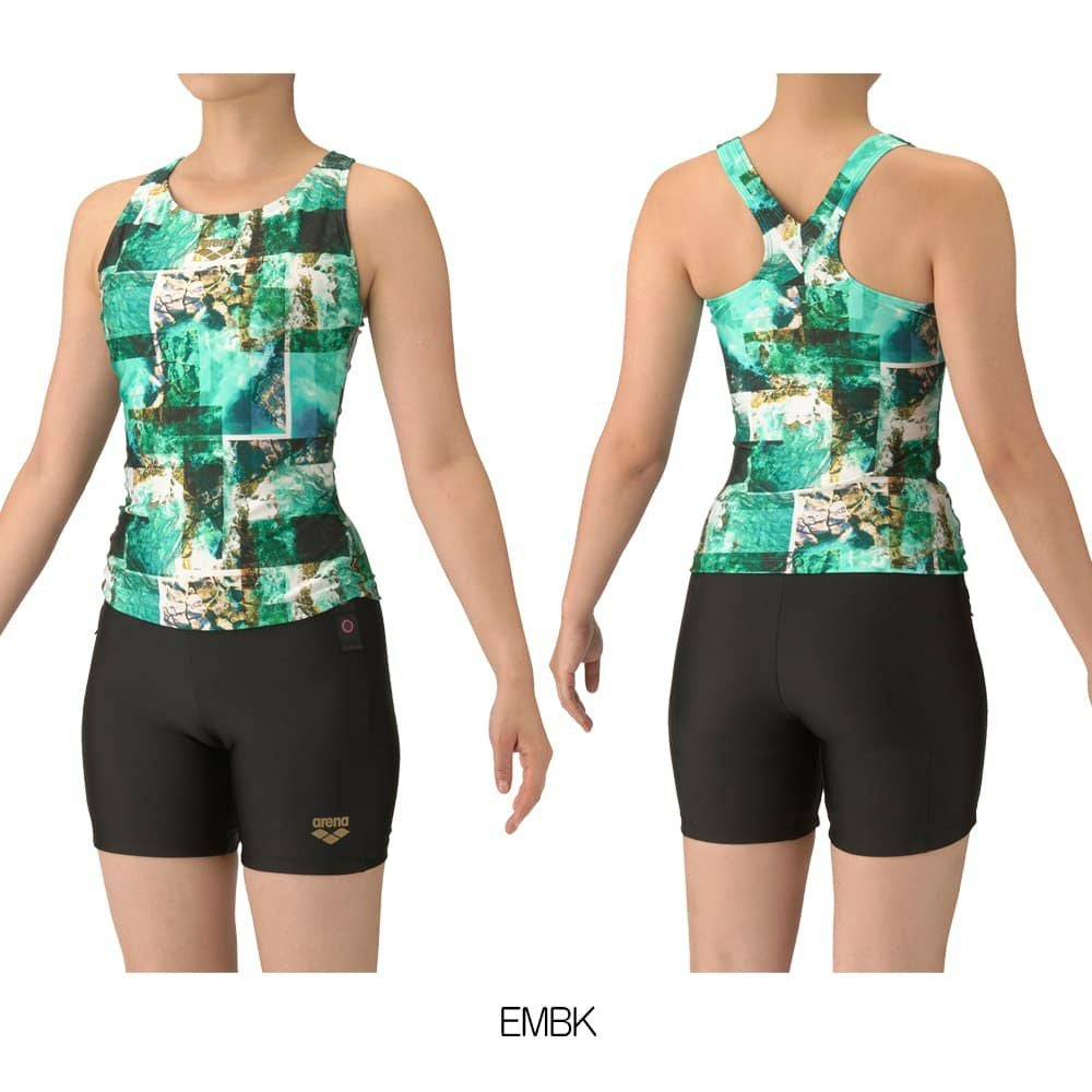 アリーナARENAフィットネス水着レディースフィットネスセパレーツYバックミドルレッグ差し込みパッドパッド付き2025年秋冬モデルAS5FWF51L