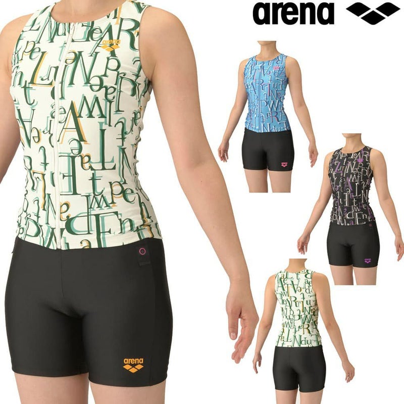 アリーナARENAフィットネス水着レディースフィットネスセパレーツカバーバックミドルレッグ差し込みパッドパッド付き2025年秋冬モデルAS5FWF54L