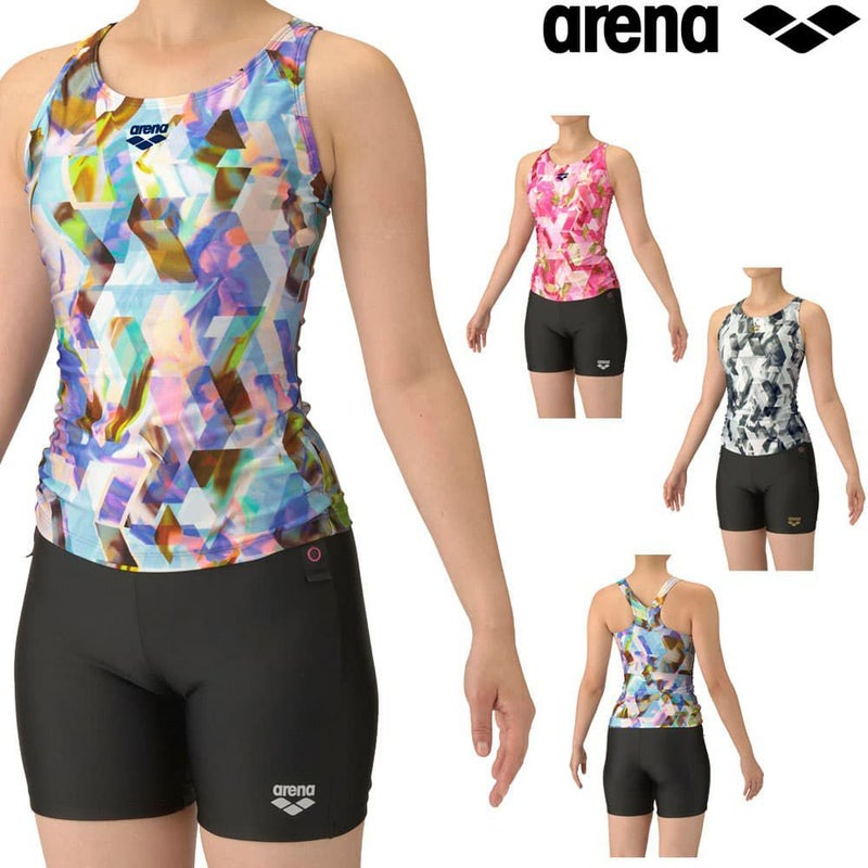 アリーナARENAフィットネス水着レディースフィットネスセパレーツYバックミドルレッグ差し込みパッドパッド付き2025年秋冬モデルAS5FWF56L