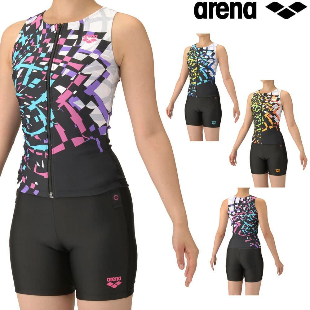 アリーナARENAフィットネス水着レディースフィットネスセパレーツカバーバックミドルレッグ差し込みパッドパッド付き2025年秋冬モデルAS5FWF58L