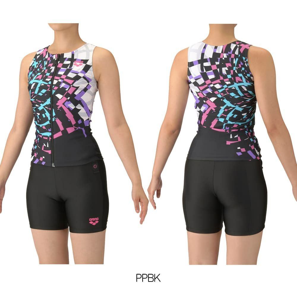 アリーナARENAフィットネス水着レディースフィットネスセパレーツカバーバックミドルレッグ差し込みパッドパッド付き2025年秋冬モデルAS5FWF58L