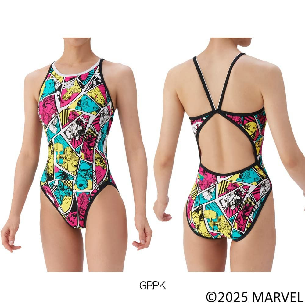 アリーナARENA競泳水着練習用水着レディーストレーニングワンピースオープンバックMARVELマーベルタフスーツ競泳練習水着2025年秋冬モデルAS5FWM50L