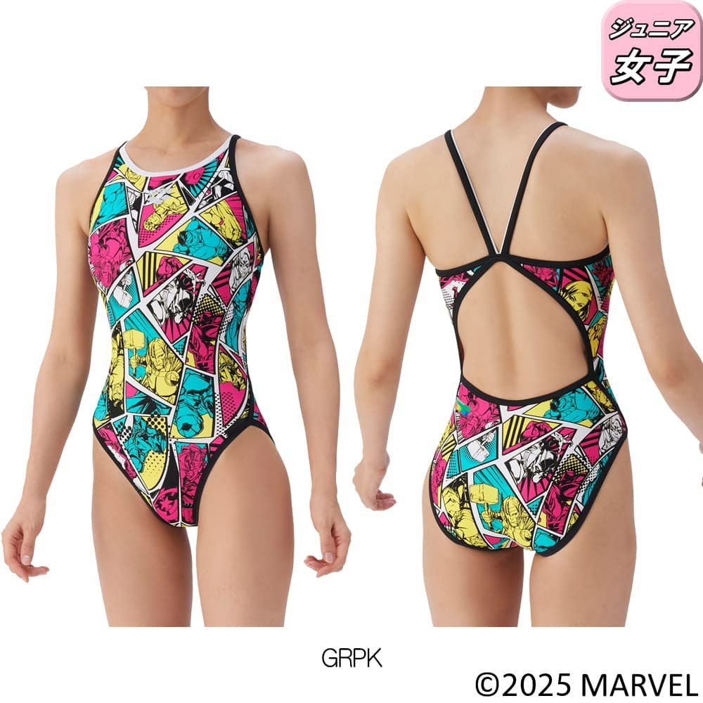 アリーナARENA競泳水着練習用水着ジュニア女子トレーニングワンピースオープンバックMARVELマーベルタフスーツ競泳練習水着2025年秋冬モデルAS5FWM50G