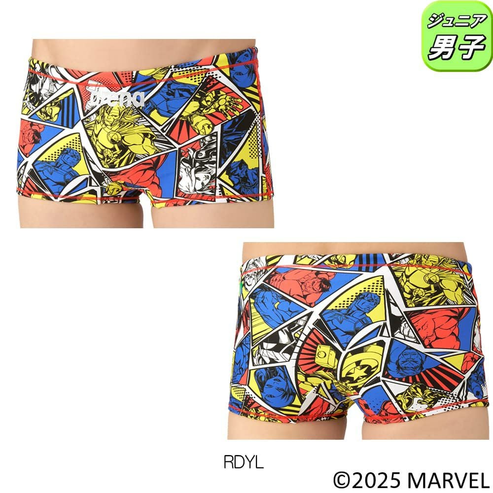 アリーナARENA競泳水着練習用水着ジュニア男子トレーニングスパッツショートレッグMARVELマーベルタフスーツ競泳練習水着2025年秋冬モデルAS5FWM51B