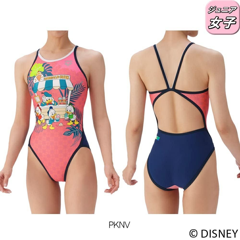 アリーナARENA競泳水着練習用水着ジュニア女子トレーニングワンピースオープンバックディズニー“ドナルド・ダック”“ヒューイ・デューイ・ルーイ”タフスーツ競泳練習水着2025年秋冬モデルAS5FWM52G