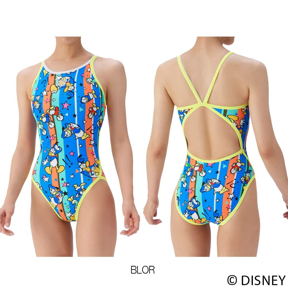アリーナARENA競泳水着練習用水着レディーストレーニングワンピースオープンバックディズニー“ドナルド・ダック”“ヒューイ・デューイ・ルーイ”タフスーツ競泳練習水着2025年秋冬モデルAS5FWM53L