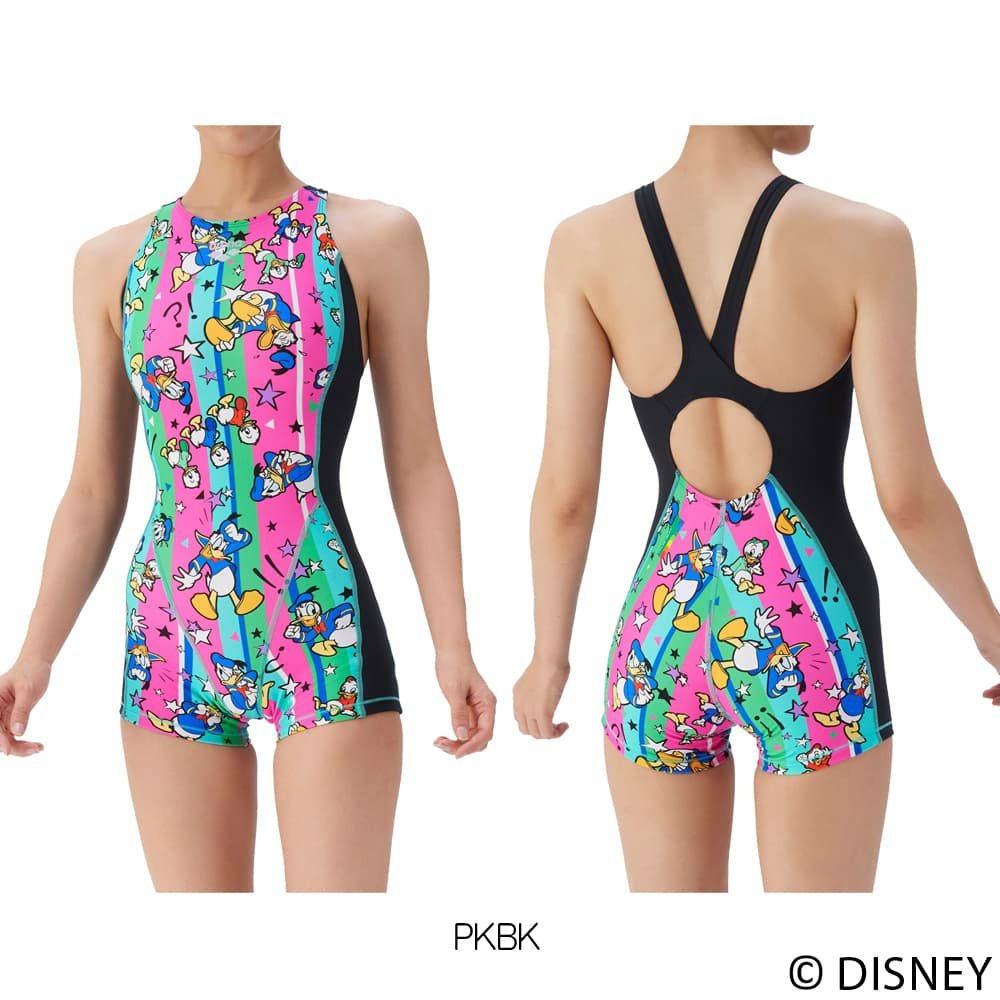 アリーナARENA競泳水着練習用水着レディーストレーニングワンピーススパッツオープンバックミドルレッグオールインワンディズニー“ドナルド・ダック”“ヒューイ・デューイ・ルーイ”タフスーツ競泳練習水着2025年秋冬モデルAS5FWM54L