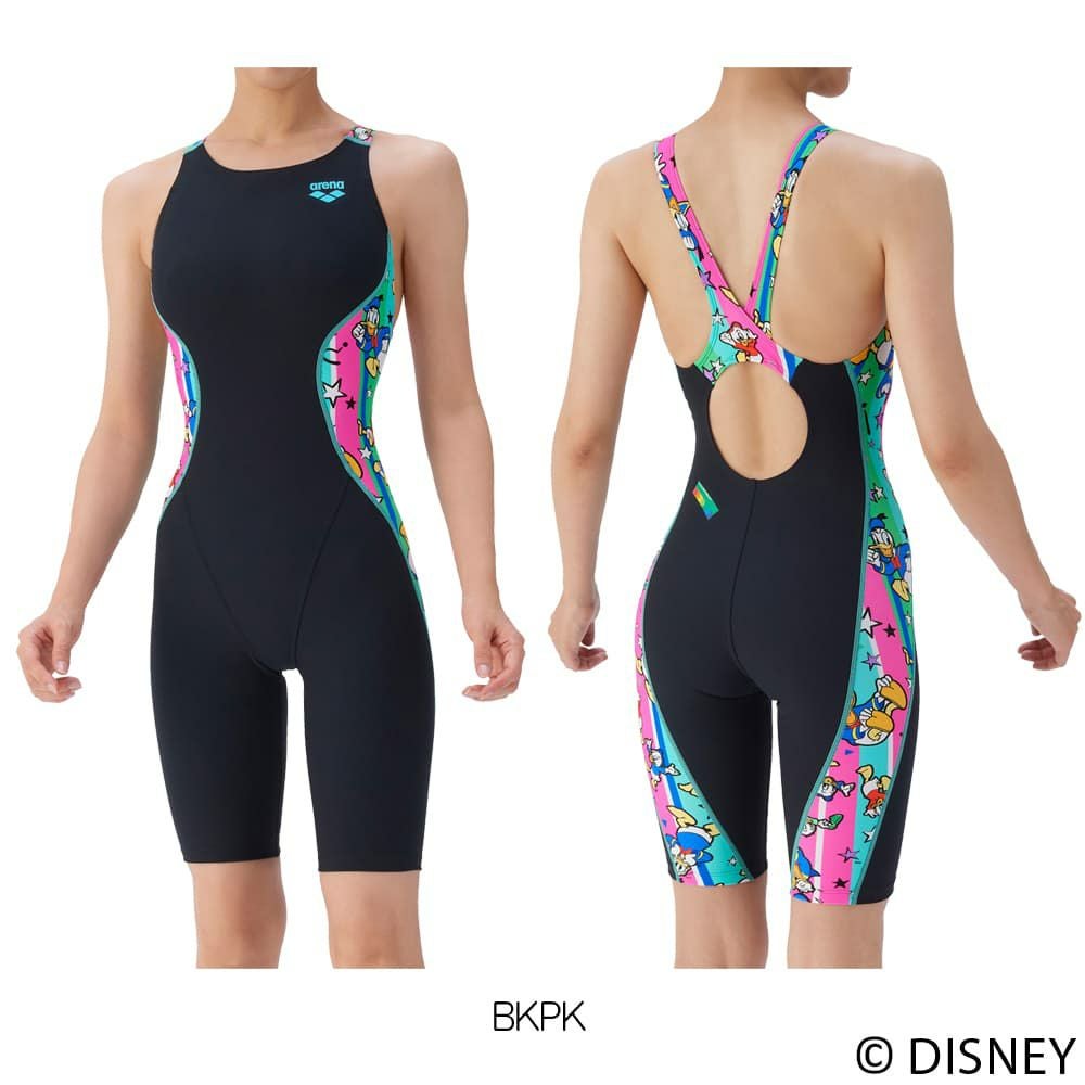アリーナARENA競泳水着練習用水着レディーストレーニングワンピーススパッツオープンバックハーフレッグオールインワンディズニー“ドナルド・ダック”“ヒューイ・デューイ・ルーイ”タフスーツ競泳練習水着2025年秋冬モデルAS5FWM55L