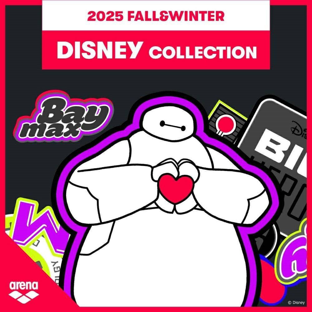 アリーナARENA競泳水着練習用水着ジュニア女子トレーニングワンピースオープンバックディズニー“ベイマックス”タフスーツ競泳練習水着2025年秋冬モデルAS5FWM56G