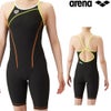 アリーナARENA競泳水着練習用水着レディーストレーニングハーフスパッツオープンバックオールインワンタフスキンT2E競泳練習水着2024年春夏モデルSAR-4101W