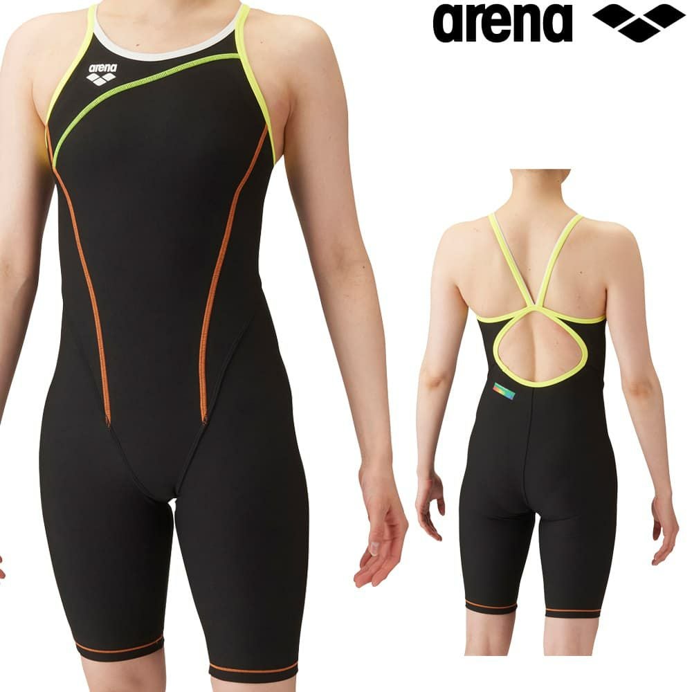 アリーナARENA競泳水着練習用水着レディーストレーニングハーフスパッツオープンバックオールインワンタフスキンT2E競泳練習水着2024年春夏モデルSAR-4101W
