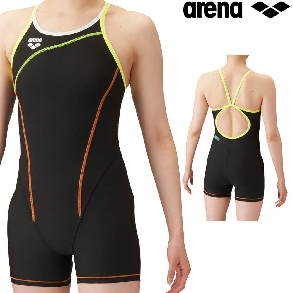 アリーナARENA競泳水着練習用水着レディーストレーニングワンピーススパッツオープンバック・ミドルレッグオールインワンタフスキンT2E競泳練習水着2024年春夏モデルSAR-4102W