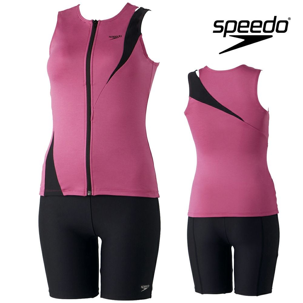 スピードSPEEDOフィットネス水着レディースディアゴナジッププロセパレーツ(差込みパッド付き)HeatherStretchECOSFW32410