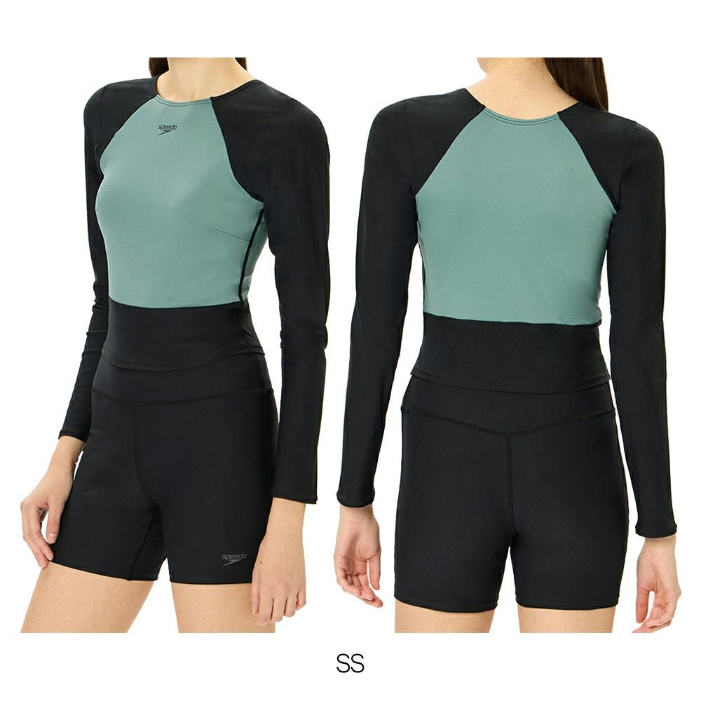 スピードSPEEDOフィットネス水着レディースミニマムロングスリープパッド付きENDURANCEECO2024年秋冬モデルSFW22450