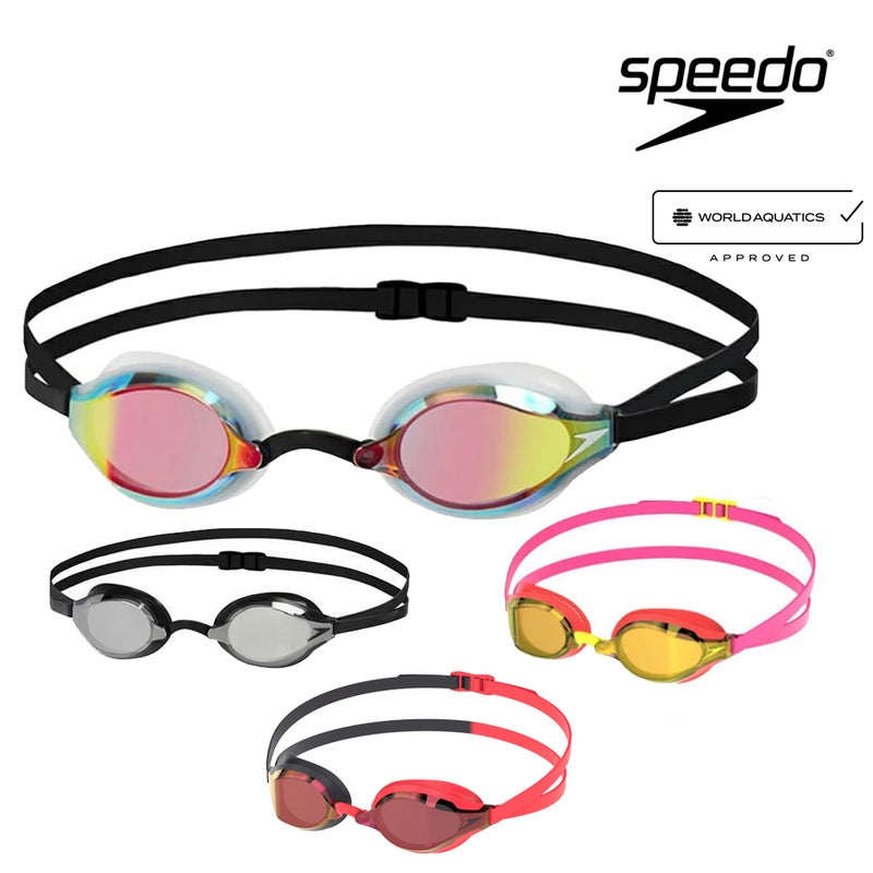 スイミングレーシングゴーグル水泳スピードSPEEDOファストスキンスピードソケット2ミラーWA承認モデル競泳ミラーゴーグルクッション付きSE01907