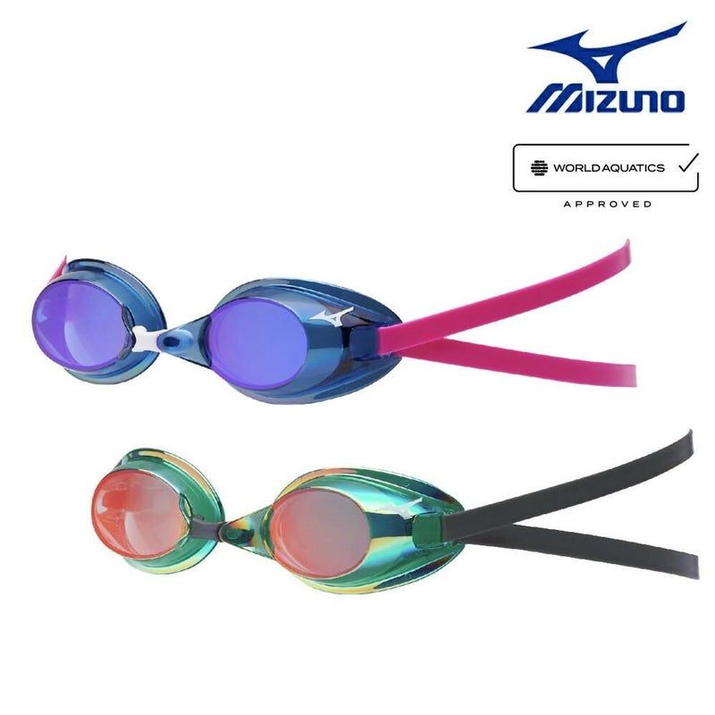 ミズノMIZUNO水泳限定ゴーグルミラーレンズノンクッションタイプWA承認モデルくもり止め競泳2025年春夏モデルN3JEC571FINA承認